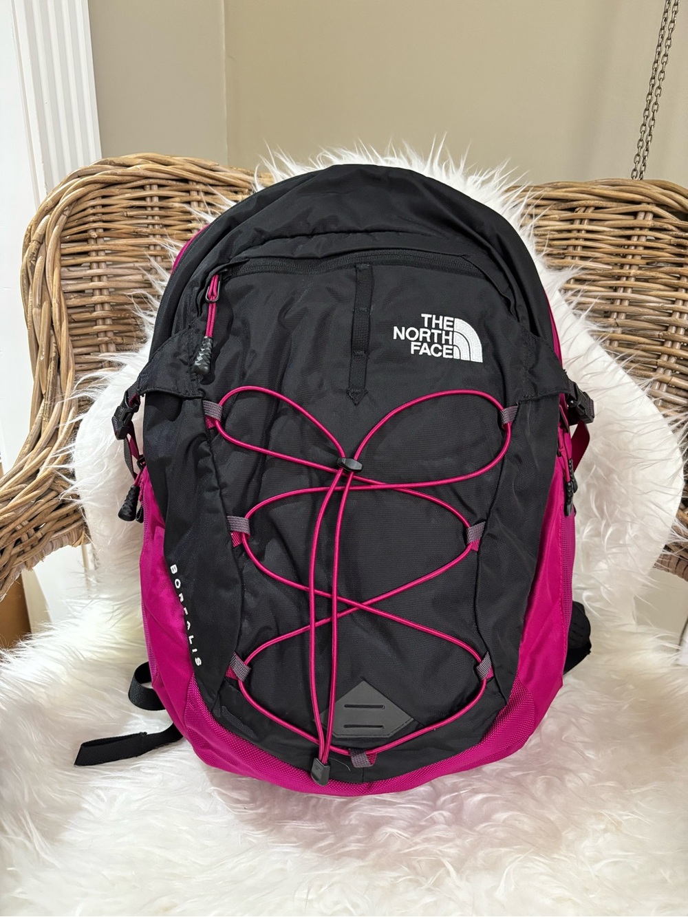 The North Face Borealis Black & Magenta 28L Backpack